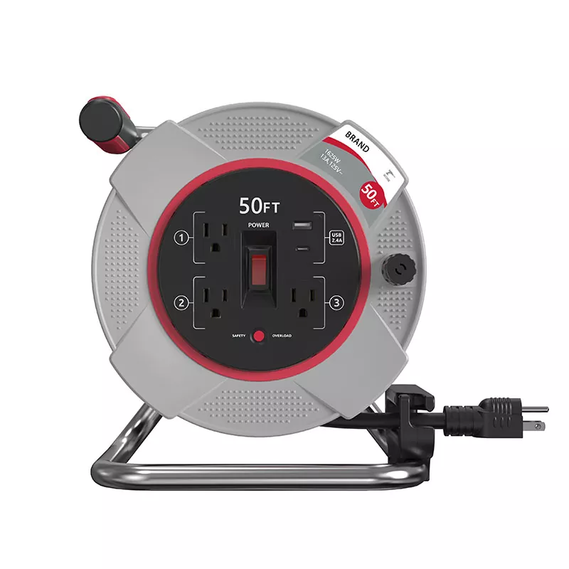 3 çıkış USB2.4a Aşırı Yük Korumalı 50ft Plastik Kordon Makarası 3 çıkış USB2.4a Aşırı Yük Korumalı 50ft Plastik Kordon Makarası